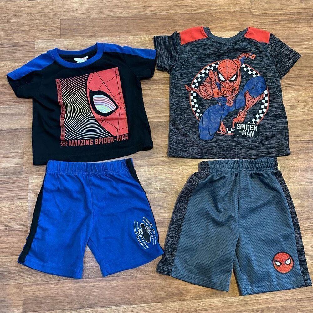 Marvel Spiderman Shorts Outfit Set Blue and Black | Toddler Size 3T